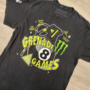 Grenade Games Monster Energy Graphic T Shirt Mens Large Black Skate Streetwear